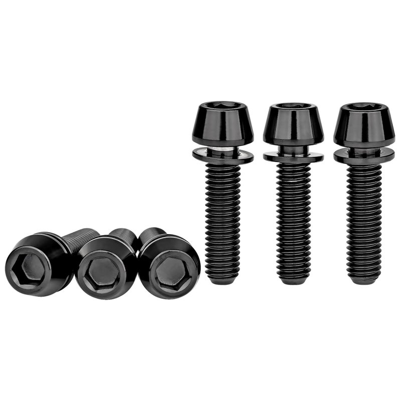 Wanyifa Titanium M5x20mm with Washer Allen Hex Tapered Bolts Screw for Bicycle Stem Pack of 6 (Black) - Image 1